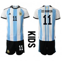 Argentina Angel Di Maria #11 Hjemme Trøje Børn VM 2022 Kortærmet (+ Korte bukser)